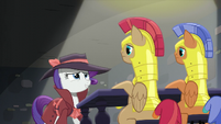 The royal guards listen to Rarity S5E15