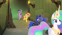 Twilight and Sunset follow princesses down passage EGFF