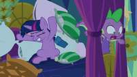 Twilight bursts out from under the pillows S8E2