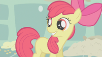 Apple Bloom smiling thinking she has her cutie mark S1E12