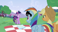 Applejack and Rainbow Dash looking at Twilight Sparkle S2E03