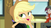 Applejack mentions a "blue-haired guitar player" EG2