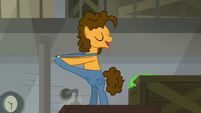 Cheese Sandwich wearing overalls S9E14