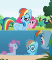 Pinkie's enjoying Dashie's misfortune today.