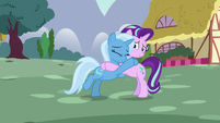 Starlight Glimmer and Trixie hugging S7E2