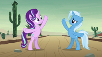 Starlight and Trixie stand on hind hooves S8E19