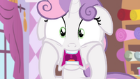 "SHE LEFT FOR CANTERLOT!" For those of you keeping track, this is the second time Sweetie did the "Home Alone" face. What a good icon it is.