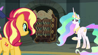 Celestia next to the archives' mechanical catalog EGFF