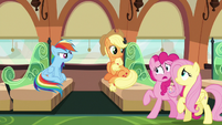 Pinkie tries to tell Rainbow and Applejack the truth S6E18