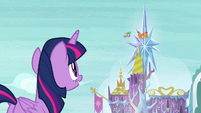 Twilight watches Spike and Smolder fly S8E24