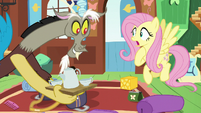 Fluttershy surprised by Discord's arrival S6E17