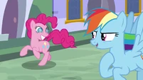 Rainbow Dash challenges Pinkie to a race S9E1