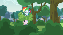 Rainbow Dash on top of Pinkie Pie EG3