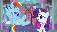 Rainbow and Rarity laughing harder S8E17