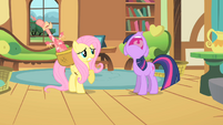 Twilight groans angrily at Fluttershy S01E22