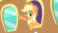 Applejack waving at everypony.