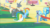 Rainbow Dash about to enter the Vip area S1E26