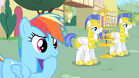 Rainbow Dash contemplating final prank on royal guards S1E22