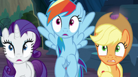 Rarity, Rainbow, and Applejack horrified S9E2