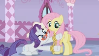 Wow, Rarity tied herself up. With some help form Fluttershy.