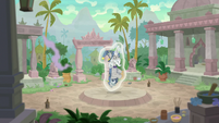 Star Swirl meditating at a temple S9E24