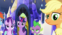 Applejack giving Rarity a weird look S6E12