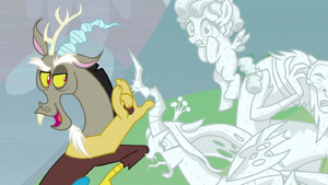 Discord flicks petrified Chrysalis' horn S9E25.png