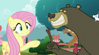Fluttershy tells Harry where to place the twig S7E19