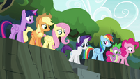 Mane 6 and Spike at the top of stairs S4E25