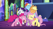 Mane Six and Spike group hug S5E03