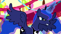 Princess Luna about to blast the monster cakes S5E13