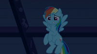 Rainbow looks down at zombie Pinkie and Cakes S6E15