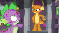 Spike fanning the smoke away S8E11