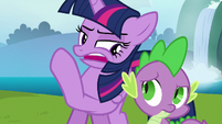 Twilight angrily whispering to Spike S6E25