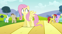 Fluttershy thinking about "Fluttershy, Fluttershy, Fluttershy can hardly fly!" Again In her head