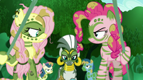 Fluttershy and Pinkie sees Zecora approaching S5E26