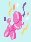 Ein Ballonpudel und Konfettie