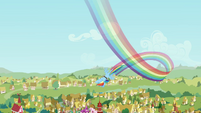 Rainbow Dash flies over Ponyville S2E22