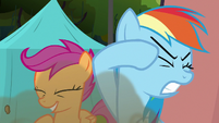 Rainbow and Scootaloo shield their eyes S8E20