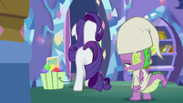 Rarity leaving Spike's bedroom S9E19