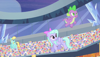 Spike jumping from Pegasi's backs S4E24