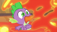 Lava flying into Spike's mouth S9E9