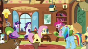 Mane Six gather in Fluttershy's cottage S7E5