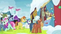 Rainbow Falls ponies listening to Flim MLPBGE