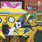 Rarity enjoying the sights of Manehattan.