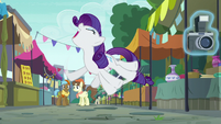 Rarity flailing her hooves with excitement S6E3