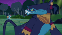 Ahuizotl looks toward Rainbow Dash S4E04