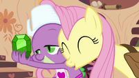 Spike has had a cute or stand-up moment with the Mane 6. Ecept Pinkie Pie. Why, Pinkie, whyyyy?