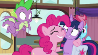 Pinkie Pie with her hoof around Twilight S9E16