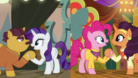 Rarity and Pinkie take their partners' hooves S6E12